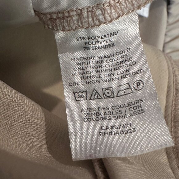 LOFT WOMENS CUFFED TAN HIGH RISE STRAIGHT PANTS LARGE ELASTIC WAIST - Picture 7 of 9